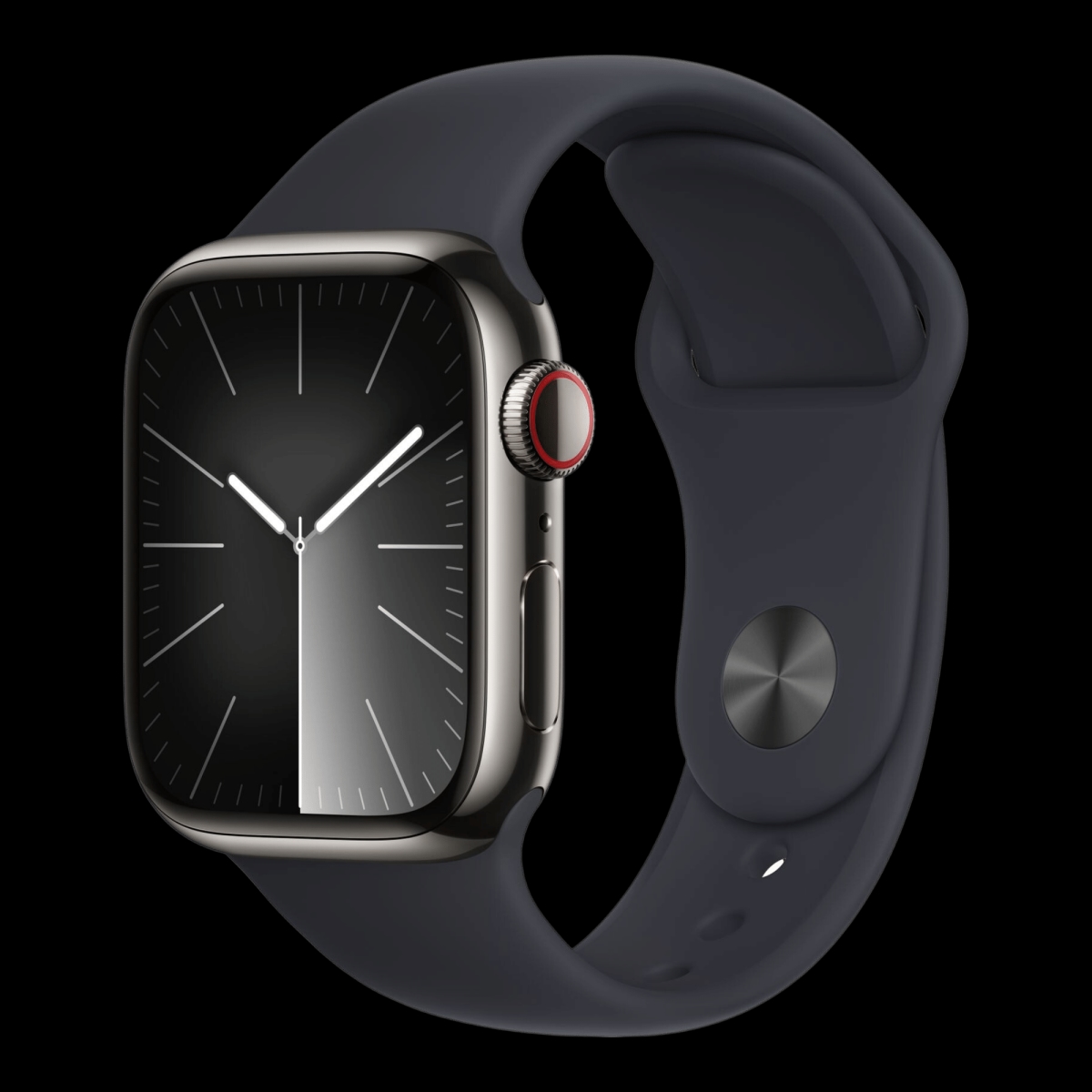 Apple Watch Series 9 GPS + Cellular Graphite Stainless Steel Case With Sport Band S/M ( Midnight,41 mm )