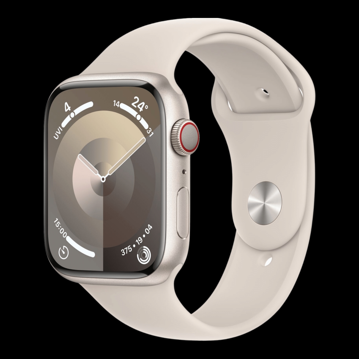 Apple Watch Series 9 GPS + Cellular Aluminium Case With Sport Band S/M ( Starlight,45 mm )