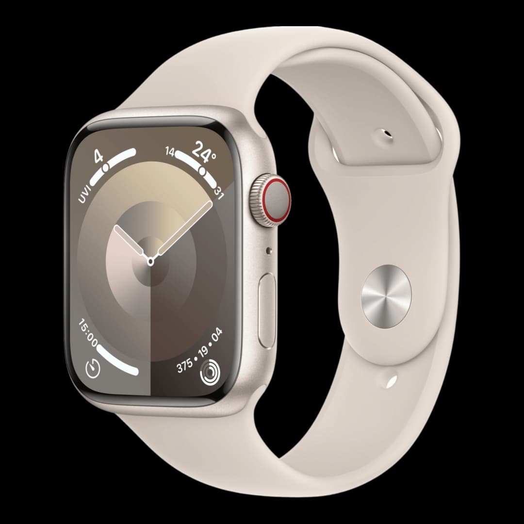 Apple Watch Series 9 GPS + Cellular Aluminium Case With Sport Band S/M ( Starlight,45 mm )